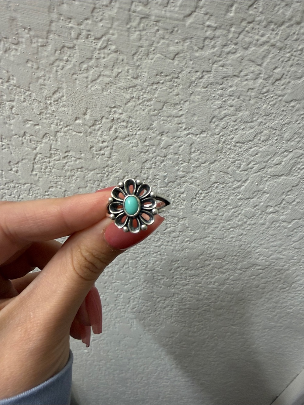 James Avery Silver Flower Ring with Turquoise